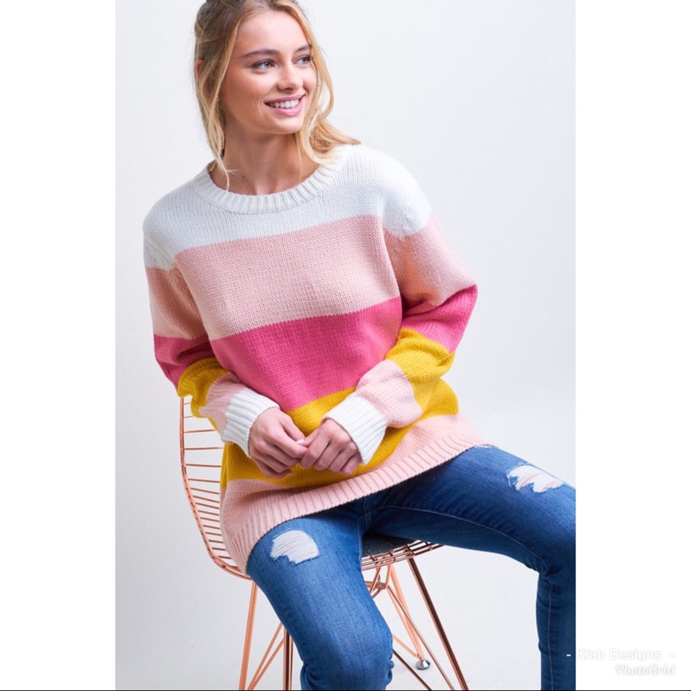 š„°LAST! Color Block Multi Stripe Relaxed Sweater! - Picture 4 of 6